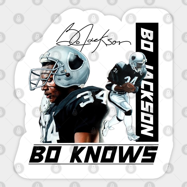 Bo Jackson Bo Knows Signature Vintage Legend Baseball Football Bootleg Rap Graphic Style Sticker by Koch Sean